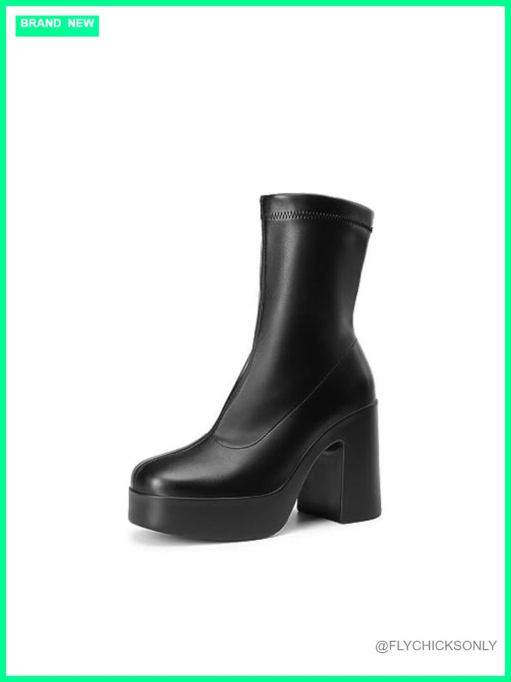 Women's Platform Gogo Ankle Boots Stretchable PU Side Zip Chunky Booties